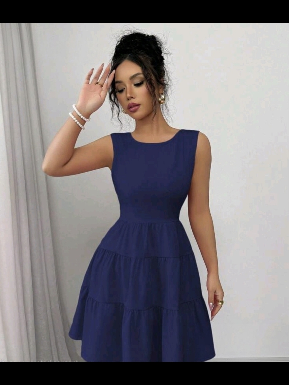 WOMENS ROYAL BLUE PEARL CHAIN DRESS